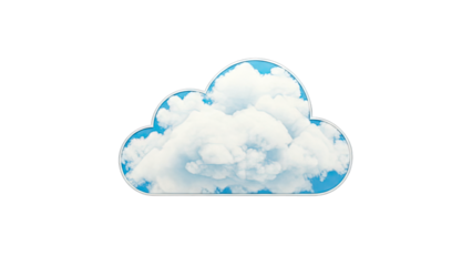 Cloud Icon with Clouds and Blue Sky on White Background