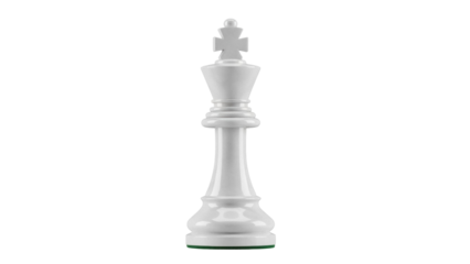 Isolated ivory chess king piece stands on a flat surface, game object, strategic element