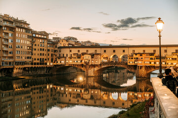 Ponte Vecchio at sunset, Florence.