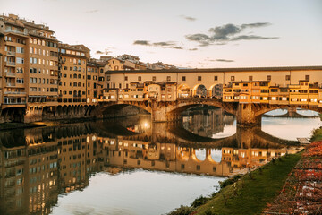 Ponte Vecchio at sunset, Florence.