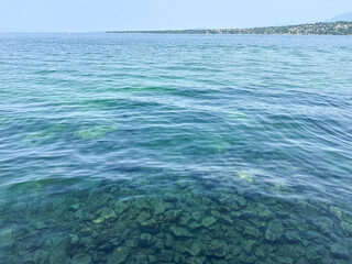 Clear Waters and Rocky Shoreline on a Hazy Day