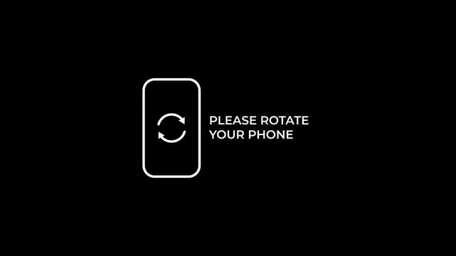 Please rotate your phone instruction with smartphone icon animation, used to guide users to switch to landscape mode. 4k video