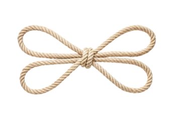 Beige twisted rope bow, isolated on a transparent background