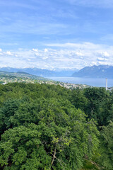 Scenic Lake and Mountain Landscape with a Charming Lakeside Village