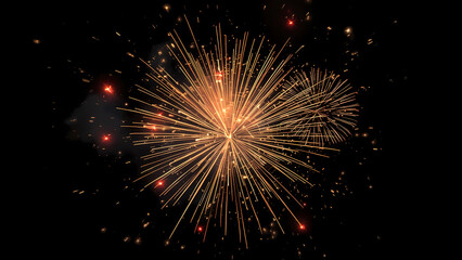 Spectacular Burst of Golden Pyro Showers Against Dark Night Sky overlay