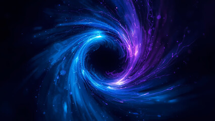 Fototapeta premium Vibrant Swirling Nebula Explores Cosmic Singularity with Electric Blue and Purple Hues overlay