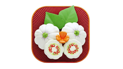 White Pattypan Squash Arrangement on Red Plate