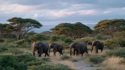 A conservation team using GPS trackers to monitor elephant migration routes, digital maps updating in real time as herds move across savannah landscapes. cinematic color correction, natural uneven
