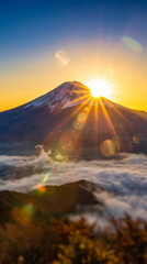 富士山　初日の出　お正月　ai生成画像	
