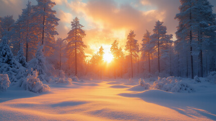 Winter forest. Beautiful snow winter landscape. Winter landscape. Beautiful wintry landscape