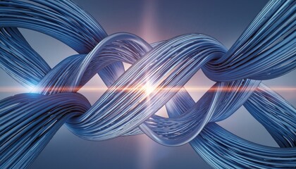 Futuristic Metallic DNA Helix with Glowing Light Effect symbolizing science innovation and genetic