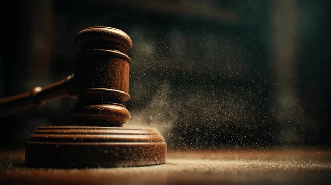 Gavel of Justice: A close-up view of a wooden gavel resting on its sound block, evoking the authority of law, decision, and judgment. Capturing the essence of legal proceedings.