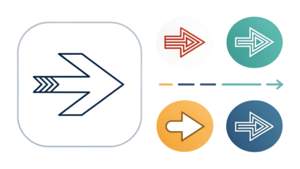 Diverse set of forward arrow icons and navigation symbols suitable for web design, user interface, and mobile applications.