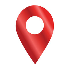 Red location map pointer pin with a white hole in the center, isolated on white background