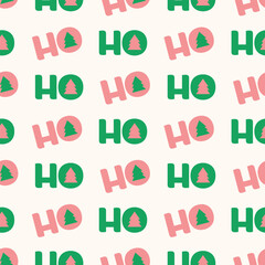 Festive Ho Ho Ho Christmas Tree Holiday Seamless Pattern