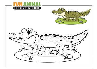 Cute Orinoco Crocodile Printable Coloring Book Page for Kids with Full Color Reference