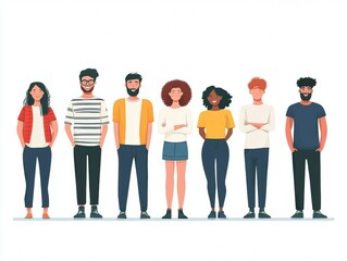 Fototapeta premium Illustration of a diverse group of individuals looking directly at the viewer