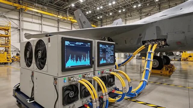 Aircraft fueling system with advanced monitoring screens in a hangar