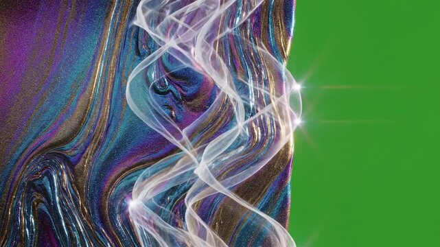 Sparkling crystal shards emerge slowly with shimmering pattern moves upwards from effect ad_ready green screen shimmering surface