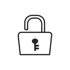 シンプルな開錠した南京錠のアイコン