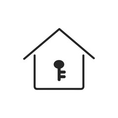 シンプルな家と鍵マークのアイコン