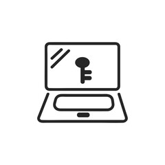 シンプルなパソコンと鍵マークのアイコン