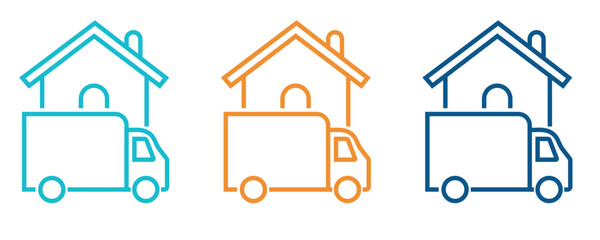 Home delivery icon set, outline style icons of home delivery in trendy style isolated on white background.