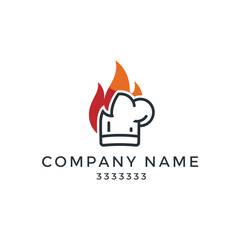 fire and chef hat for restaurant logo design