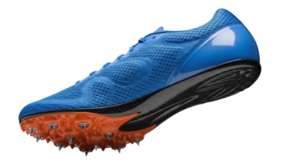 Isolated Blue Track Shoe with Spikes for Racing, Field, and Running Sports Activity