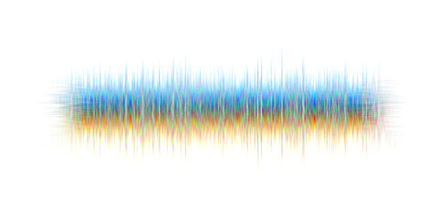 Abstract rainbow glitch waveform with grainy noise texture. Colorful digital sound wave equalizer or static distortion signal isolated on transparent background