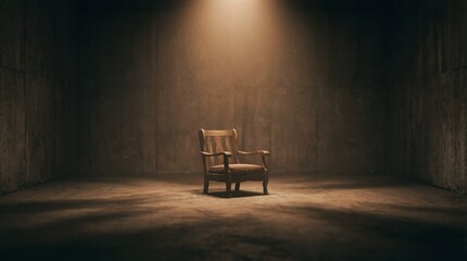 Empty Chair Under Spotlight Representing Loneliness and Reflection