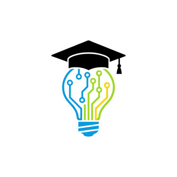 Digital education icon logo flat vector design