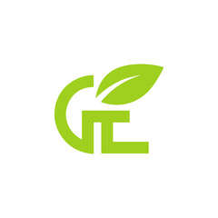 Obraz premium Eco letter gl leaf monogram icon logo flat vector design