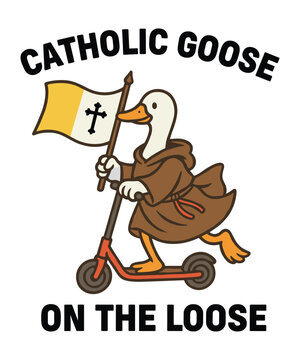 Catholic Design Funny, Religious Silly Goose Graphic Design, Franciscan Comfort Colors Tee, Catholic Gift, Youth Group Shirt, Vatican Flag Graphic Design.