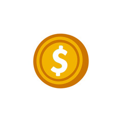 Obraz premium Currency, Gold coin icon logo flat vector design