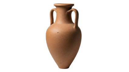 Isolated classical clay vase, Greek amphora, vintage earthenware for flowers, terracotta art
