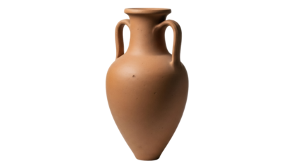 Isolated classical clay vase, Greek amphora, vintage earthenware for flowers, terracotta art
