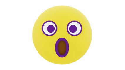 Isolated yellow cartoon face with surprised expression, great emotion, and big wide eyes