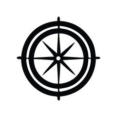 Striking graphic vector illustration of a traditional compass rose, symbolizing direction, navigation, and exploration, an ideal design element for maps, travel, and adventure-themed projects