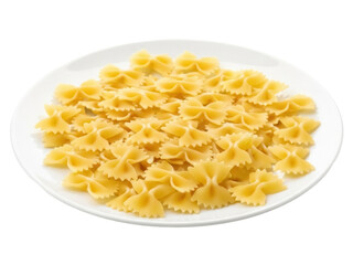 Isolated plate of farfalle pasta, a classic Italian food served on a plate and ready to eat