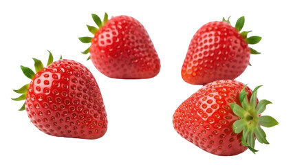Isolated Sweet Ripe Strawberries, Delicious Fresh Fruit, Healthy Food, Vitamin Snack, Vegan Diet