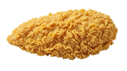 Isolated crispy and golden fried chicken fillet piece, delicious and savory temptation