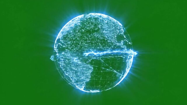 Light pillars illuminating night sky with glowing lines forming a holographic effect ad_ready green screen holographic projections