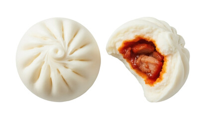 Isolated Char Siu Bao buns steamed with pork, a popular Cantonese dim sum dish snack food
