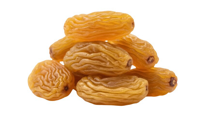 Isolated mound of golden raisins, dried fruit rich in potassium and antioxidants, snack