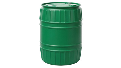 Isolated green barrel with a lid for liquid or oil storage or transporting, delivery