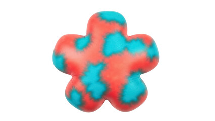 Isolated Asterisk-Shaped Toy with Red and Blue Color Mix, Soft and Playful Look, Textile
