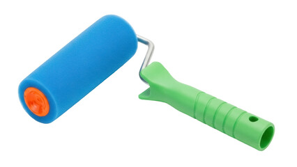 Isolated Paint Roller for Walls with Green Handle Ready for Painting a Room or Home DIY Project