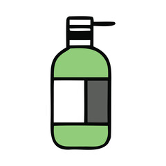 A Simple Green Liquid Dispenser Bottle with a Pump Top, Featuring a Plain White Label Area for Branding or Information