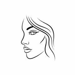 Elegant Womans Profile Line Art Drawing Minimalist Style.